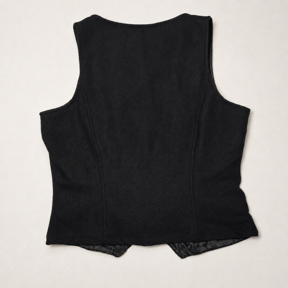 Last Kiss Black Wool Blend Fitted Vest L Y2K Dark Academia Waistcoat 10029LK12 - Picture 4 of 6